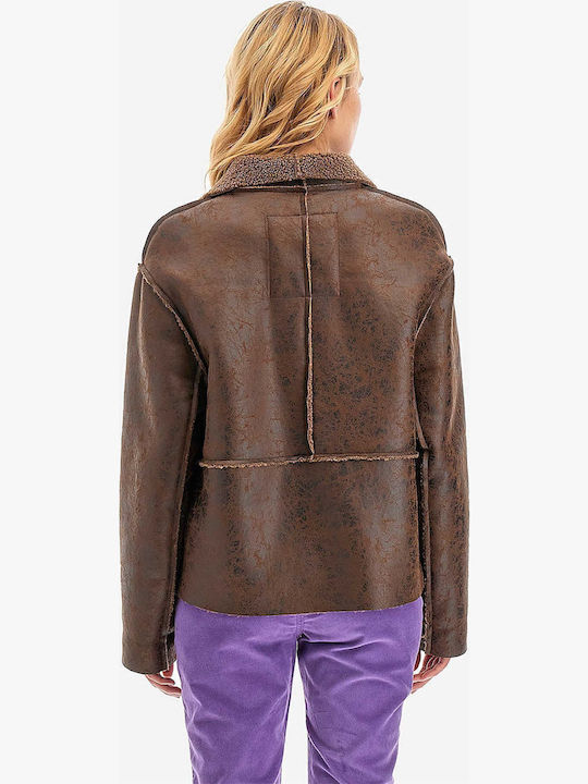 Γυναικείο Biker Jacket Καφέ