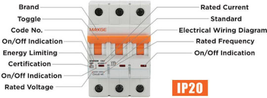Maxge Automatic Circuit Breaker 20A Single-pole AC 03.018.0395