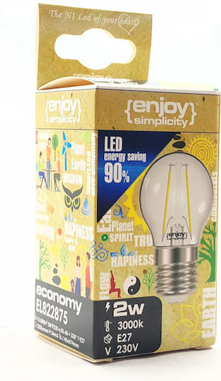 Elvhx Λάμπα LED 2W για Ντουί E27 Θερμό Λευκό 250lm