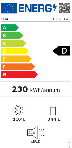 Teka Ψυγειοκαταψύκτης 481lt NoFrost Υ192xΠ70xΒ72.1εκ. Λευκός RBF 78725 GWH