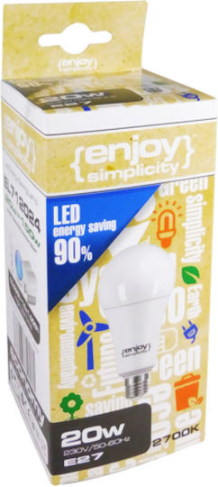 Elvhx LED Bulb 20W 70mm for Socket E27 and Shape A60 Warm White 2452lm