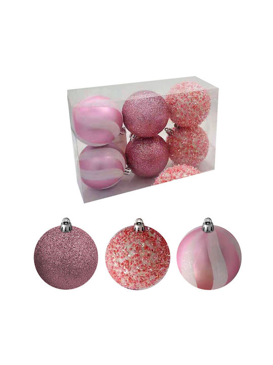 XMASfest Christmas Ball Ornament Pink 7x7cm 6pcs 93-2829