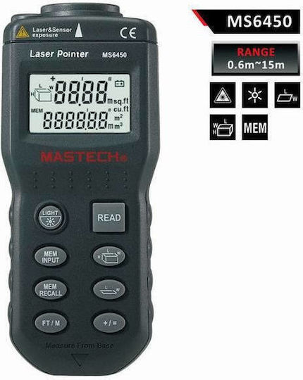 Mastech Laser Entfernungsmesser MS6450 mit einer Messreichweite von bis zu 15m
