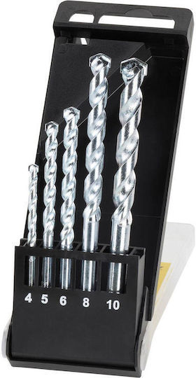 Stanley Set 5 Carbide Diamond Drills with Cylindrical Drill Top for Masonry and Metal