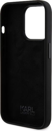 Karl Lagerfeld Choupette Metal Pin Umschlag Rückseite Silikon Schwarz (iPhone 15 Pro)