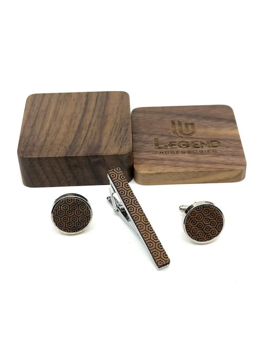 Legend Accessories Μανικετόκουμπα από Ξύλο σε Καφέ Χρώμα