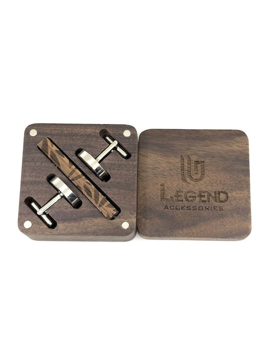 Legend Accessories Cufflinks from Wood in Brown Color