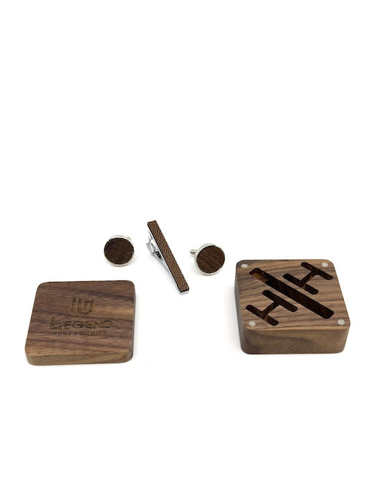 Legend Accessories Cufflinks Made Of Wood In Brown Colour