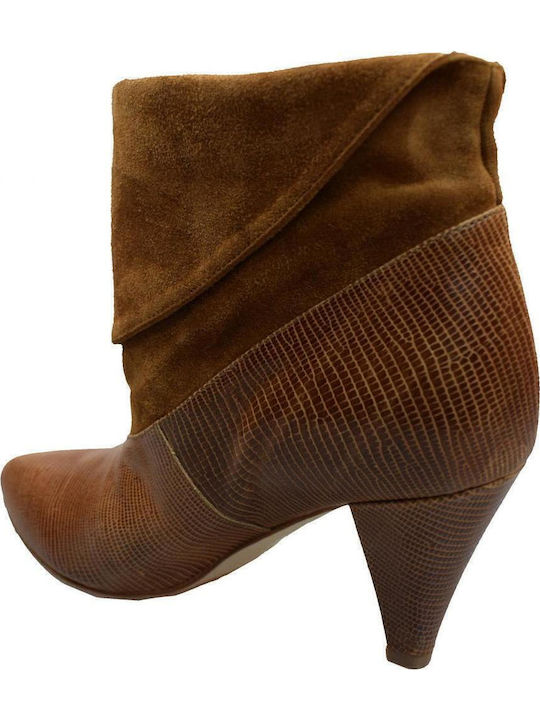 Leather Women's Ankle Boots Tabac Brown