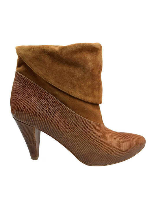 Leather Women's Ankle Boots Tabac Brown