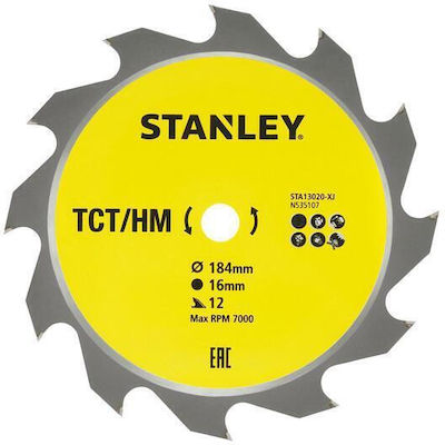 Stanley STA13020 Cutting Disc Wood 184mm with 12 Teeth 1pcs