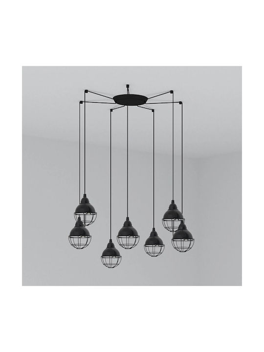 Faro Barcelona Pendant Chandelier for 7 Bulbs E27 Black