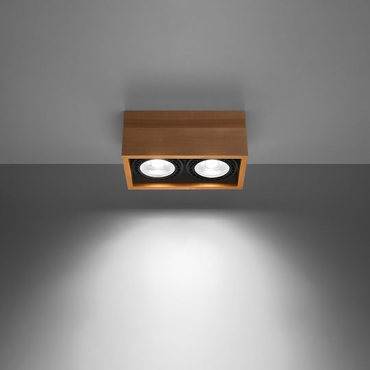 Sollux Quatro 2 Διπλό Σποτ με Ντουί GU10 σε Καφέ Χρώμα