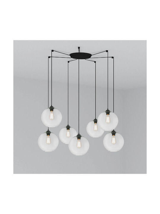 Faro Barcelona Pendant Chandelier for 7 Bulbs E27 Black