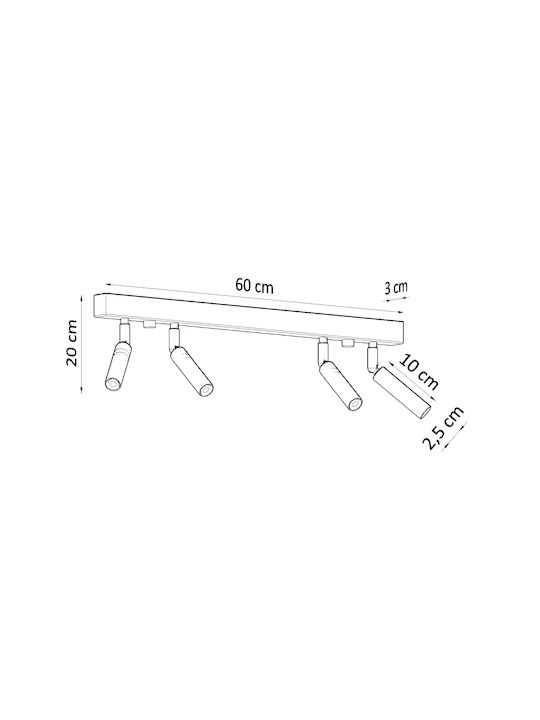 Sollux Eyetech 4 Spot with 4 Lights and with Socket G9 in Black Color