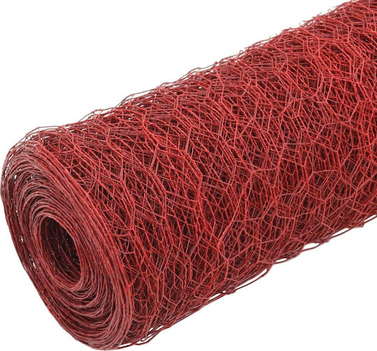 vidaXL Συρματόπλεγμα με Επικάλυψη PVC Κόκκινο 1x25m