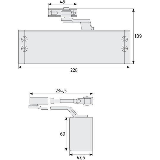 Abus Door Return Mechanism for Doors up to 75cm and 45kg Silver