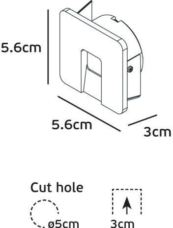 VK Lighting Стенно Външно Осветително Тяло LED IP42 1W с Топло бяло Светлина 5.6x5.6x3εκ.