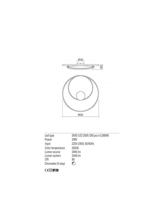 Redo Group Torsion Modern Metal Ceiling Light with Integrated LED 55pcs White