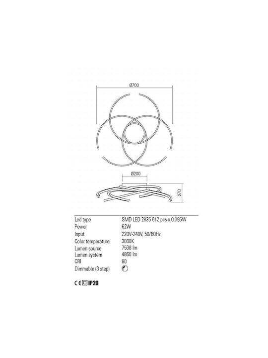 Redo Group Alien Modern Metall Deckenleuchte mit Integrierter LED 70Stück Weiß