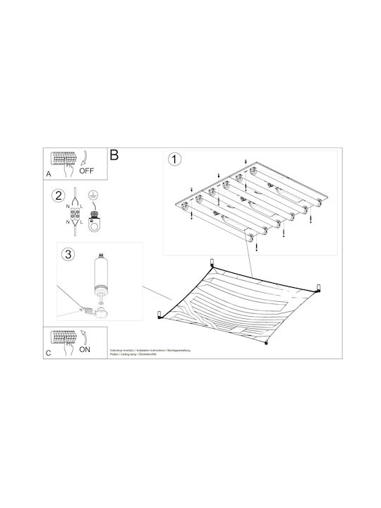 Sollux Luna 3 Ceiling Mount Light 65cm White with Integrated LED