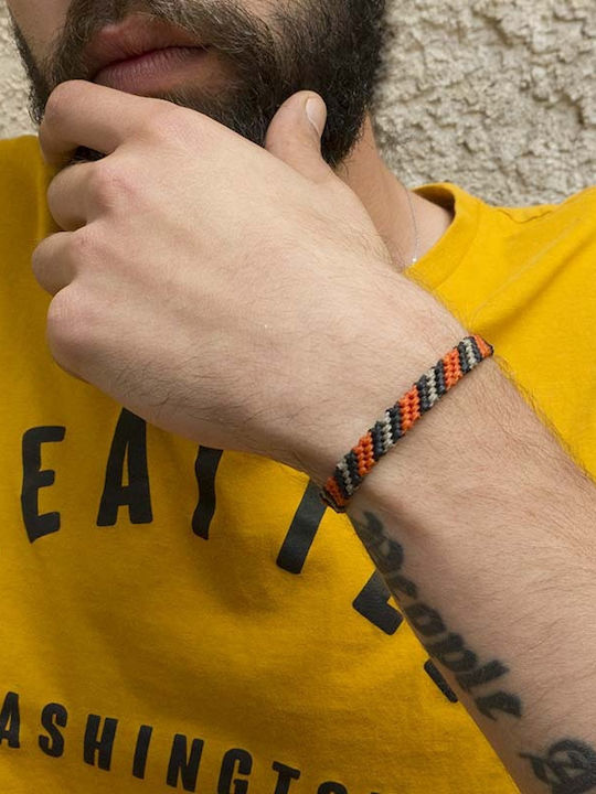 Siballba Men's Macrame Bracelet Orange, Black, Grey