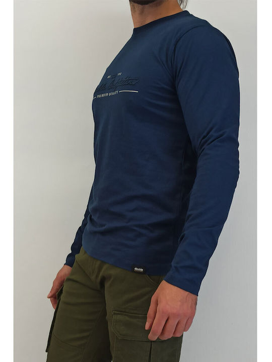 Double Men's Long Sleeve Blouse Blue