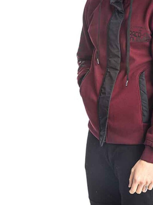 Paco & Co 218642 Men's Sweatshirt Jacket with Hood and Pockets Burgundy