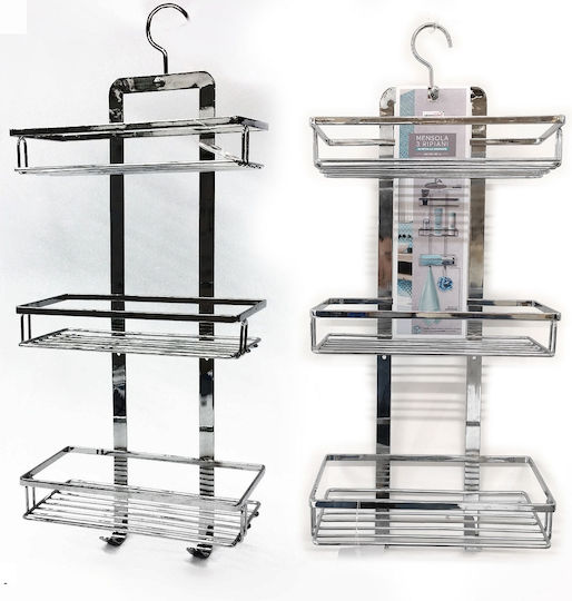 General Trade An der Wand montiert Badezimmerregal Metallisch mit 3 Regalböden 26x11x55cm Silber