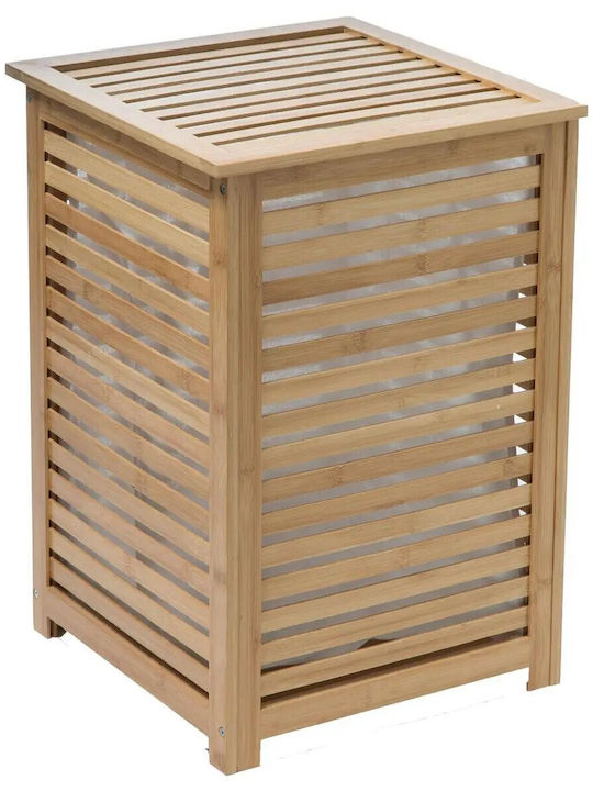 Plastona 07.160823 07.160823 Bamboo Laundry Basket with Lid 40x40x58cm Brown