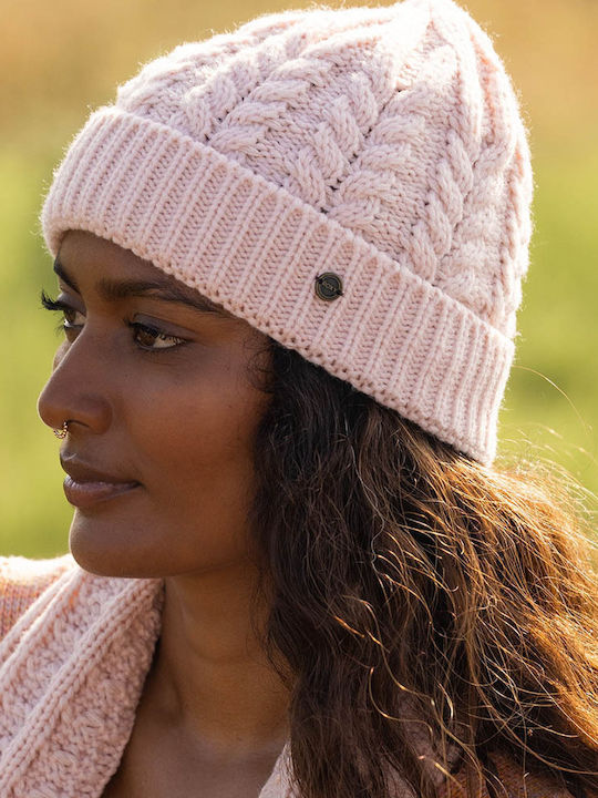 Roxy Knitted Beanie Cap Pink