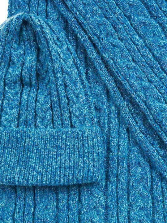 Verde Knitted Beanie Cap Blue