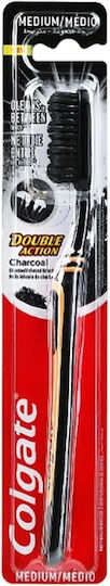 Colgate Double Action Charcoal Οδοντόβουρτσα Medium Μαύρη / Πορτοκαλί