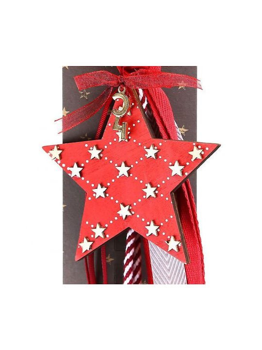 Synchronia Handmade Lucky Charm Star Red made of Wood 19x30cm 1pcs