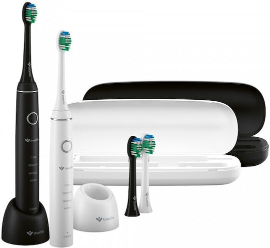 TrueLife SonicBrush Compact Duo Electric Toothbrush with Timer and Travel Case Black / White