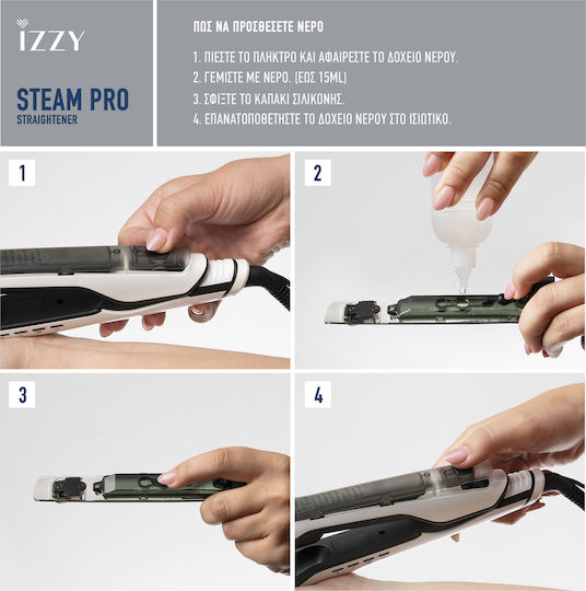 Izzy Steam Pro IZ-7106 224898 Πρέσα Μαλλιών με Ατμό και Κεραμικές Πλάκες 65W