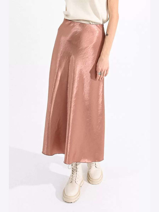 Molly Bracken Satin Maxi Rock in Rosa Farbe