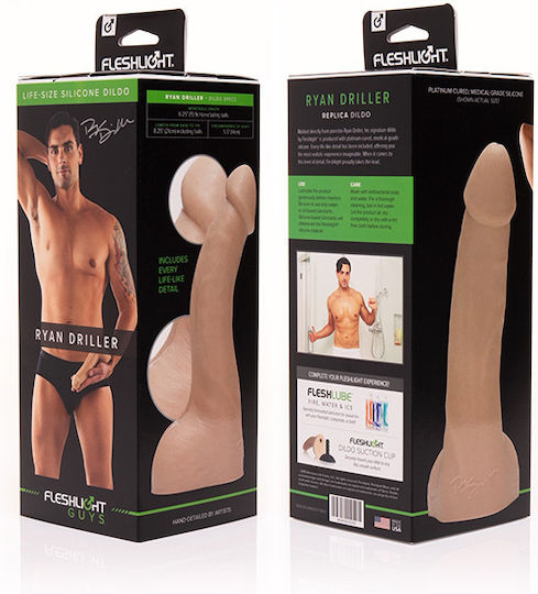 Fleshlight Ryan Driller Dildo Glass Dildo Flesh 21cm