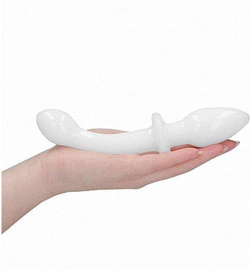 Shots Chrystalino Doubler Dildo din sticlă Alb 17cm