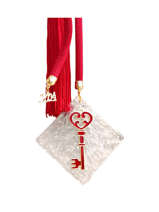 Moda Mostra Lucrat manual Agățat Amulet Cheie de bazin Roșu din Sticlă 2024 12x12cm 1buc