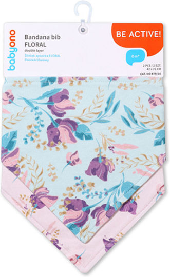 Babyono Floral Bandana Made of 100% Cotton with Button Floral for 0 m+ 2 Pieces