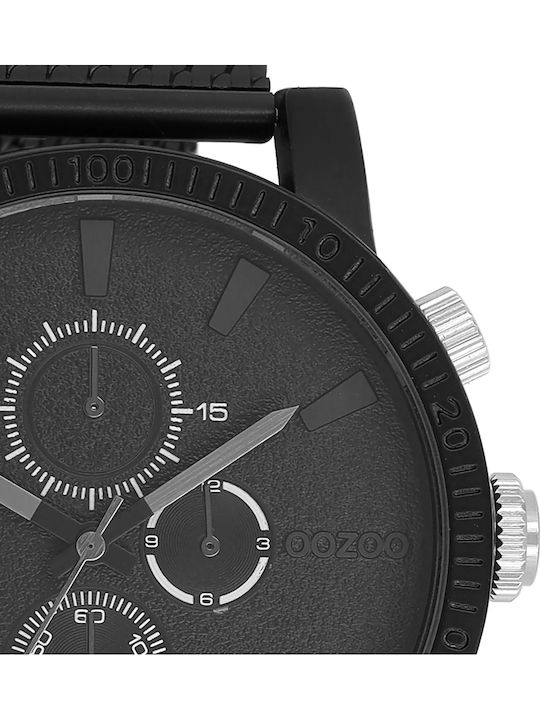 Oozoo Timepieces Γυναικείο Ρολόι 48mm Μπαταρίας με Μαύρο Μεταλλικό Μπρασελέ