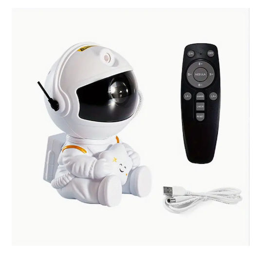 Led Rotating Kids Projector Lamp Astronaut with Star Projection White