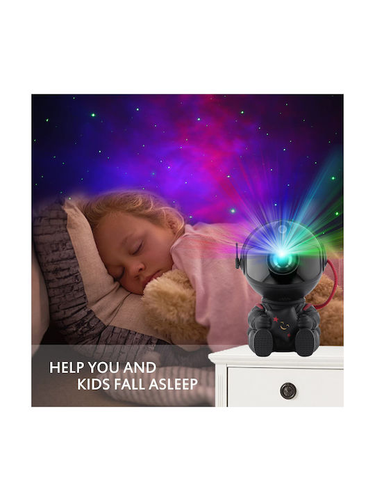 Led Περιστρεφόμενο Παιδικό Φωτιστικό Projector Astronaut με Προβολή Αστεριών Λευκό