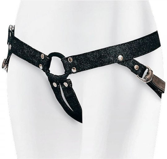 Adrien Lastic Strap-on Adjustable Denim Harness σε Μαύρο Χρώμα