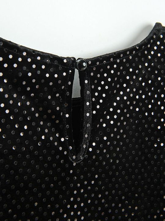 Rochie Fete Mâneca Scurtă Catifea Set Cu Accesorii Neagră