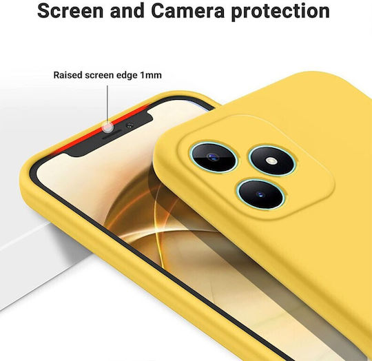 Solid Color Umschlag Rückseite Silikon Gelb (Realme C51)