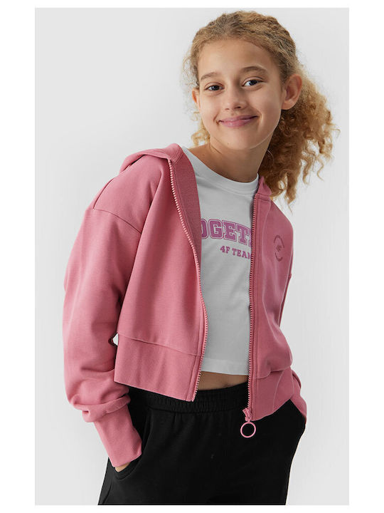 Kinderstrickjacke mit Kapuze Rosa