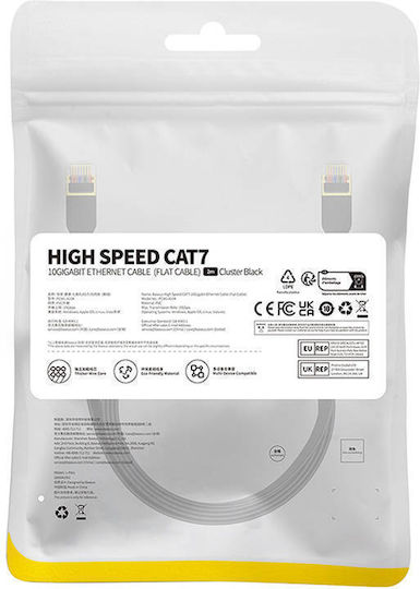 Baseus Flat Direct Attach Copper Cat.7 Ethernet Network Cable 2m Black 1pcs