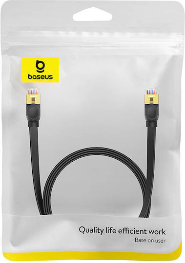 Baseus Flat Direct Attach Copper Cat.7 Ethernet Network Cable 2m Black 1pcs